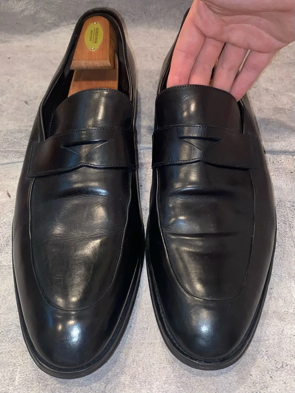 WORN 3x To Boot NY Black Leather Slip On Penny Loafers Shoes Classic Italy 13